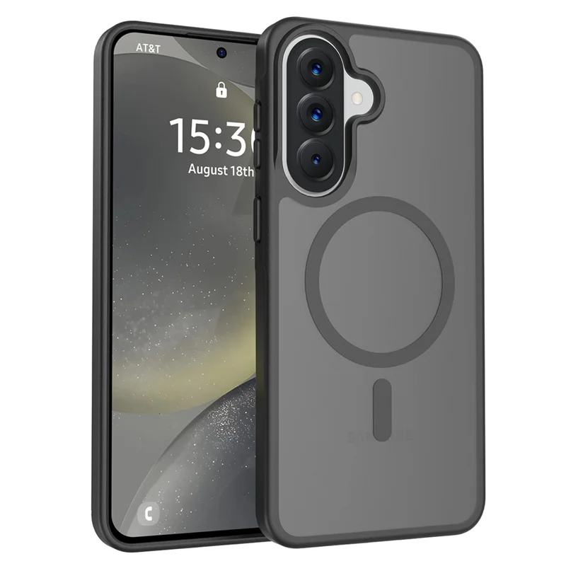 For Samsung Galaxy A57 5G Magnetic Case TPU Frame Acrylic Back Phone Cover Skin Touch - Black