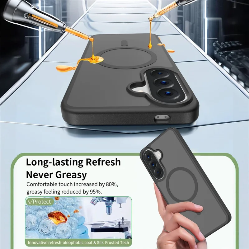 For Samsung Galaxy A57 5G Magnetic Case TPU Frame Acrylic Back Phone Cover Skin Touch - Black