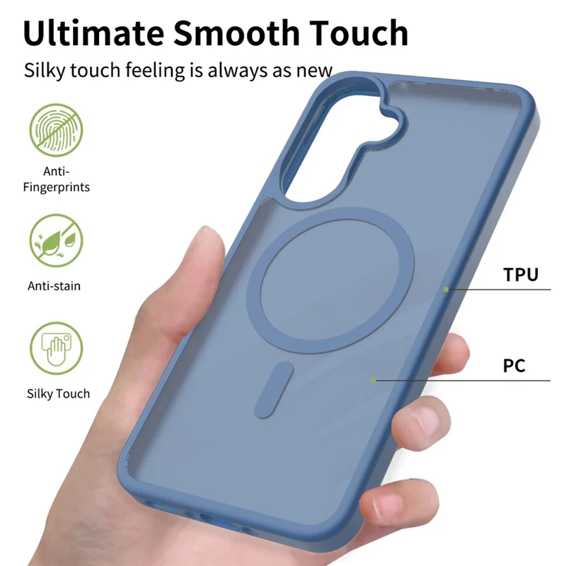 Magnetische Hülle für Samsung Galaxy A37 5G, TPU-Rahmen, Acryl-Rückseite, Handyhülle mit samtigem Griff - Blau