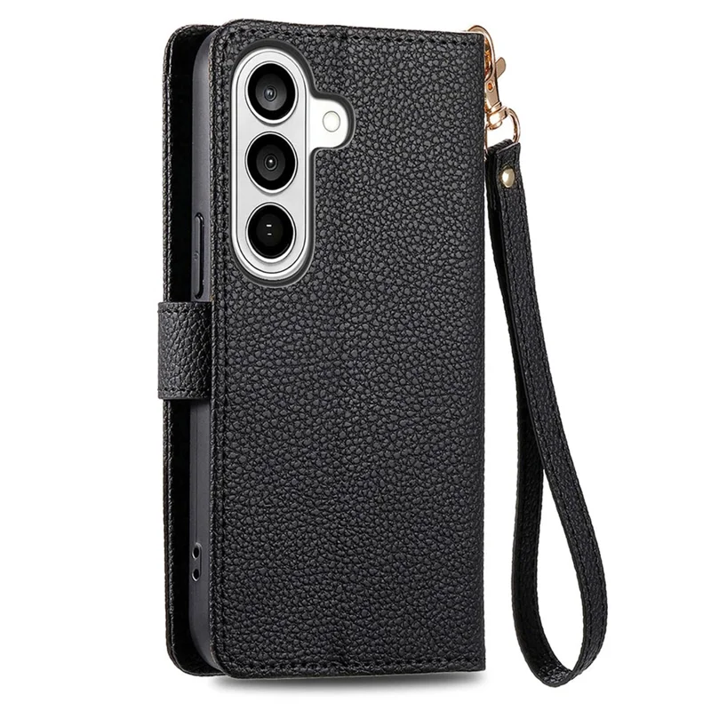 For Samsung Galaxy A57 5G Case RFID Blocking Zipper Pocket Leather Wallet Phone Cover with Strap - Black