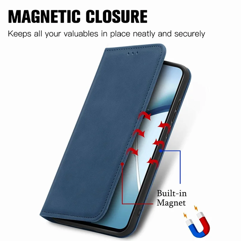 For Samsung Galaxy A57 5G Leather Case with Card Holder Magnetic Absorption Phone Cover - Dark Blue