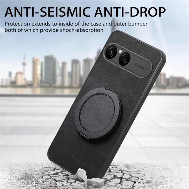 For Sony Xperia 10 VII Stress Relief Retro Leather Back Cover Phone Case with Rotating Kickstand - Pink