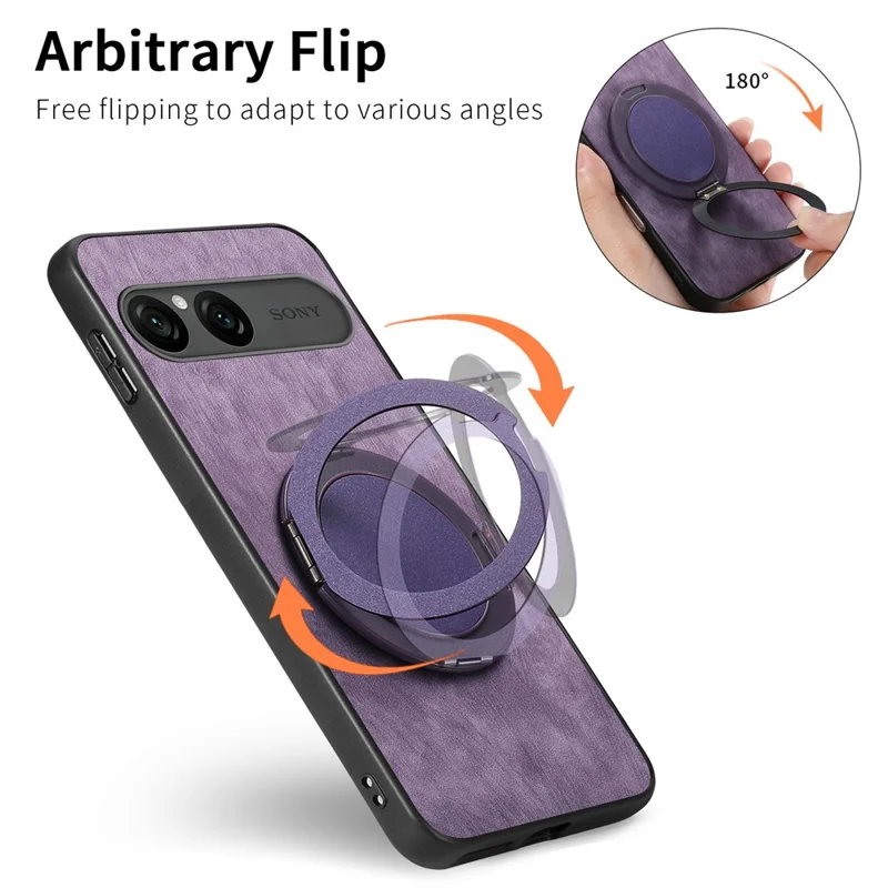 For Sony Xperia 10 VII Stress Relief Retro Leather Back Cover Phone Case with Rotating Kickstand - Pink