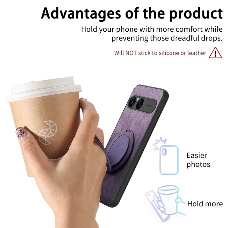 For Sony Xperia 10 VII Stress Relief Retro Leather Back Cover Phone Case with Rotating Kickstand - Pink