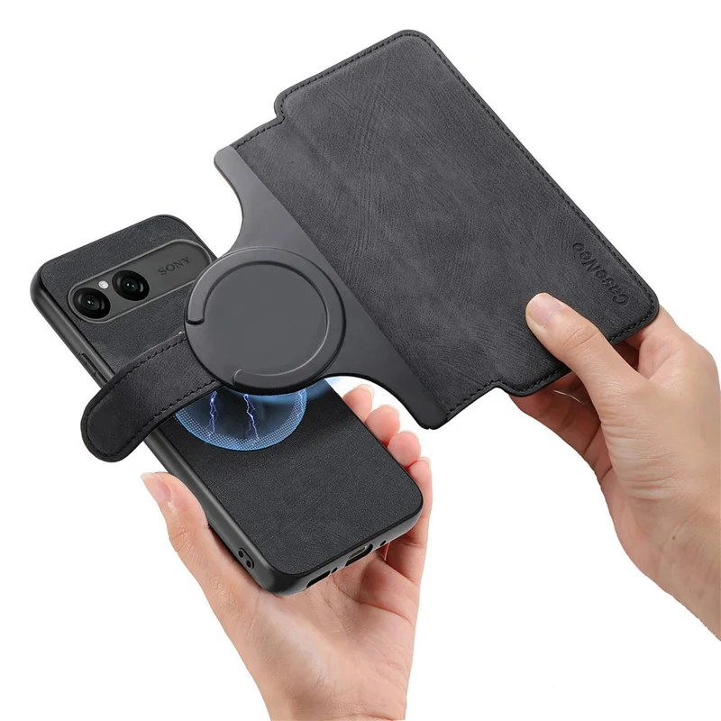 CASENEO MW-03 For Sony Xperia 10 VII Magnetic Case Detachable Leather Phone Wallet Cover - Black