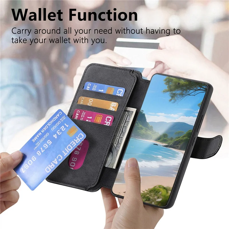 CASENEO MW-03 For Sony Xperia 10 VII Magnetic Case Detachable Leather Phone Wallet Cover - Black