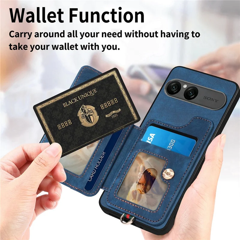 For Sony Xperia 10 VII Retro PU Leather Case Phone Cover with RFID Blocking Card Holder  /  Ring Holder - Pink