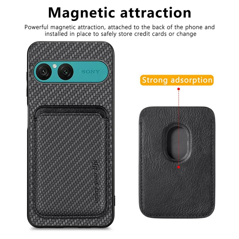 For Sony Xperia 10 VII Magnetic Case Detachable Card Holder Phone Back Cover - Black