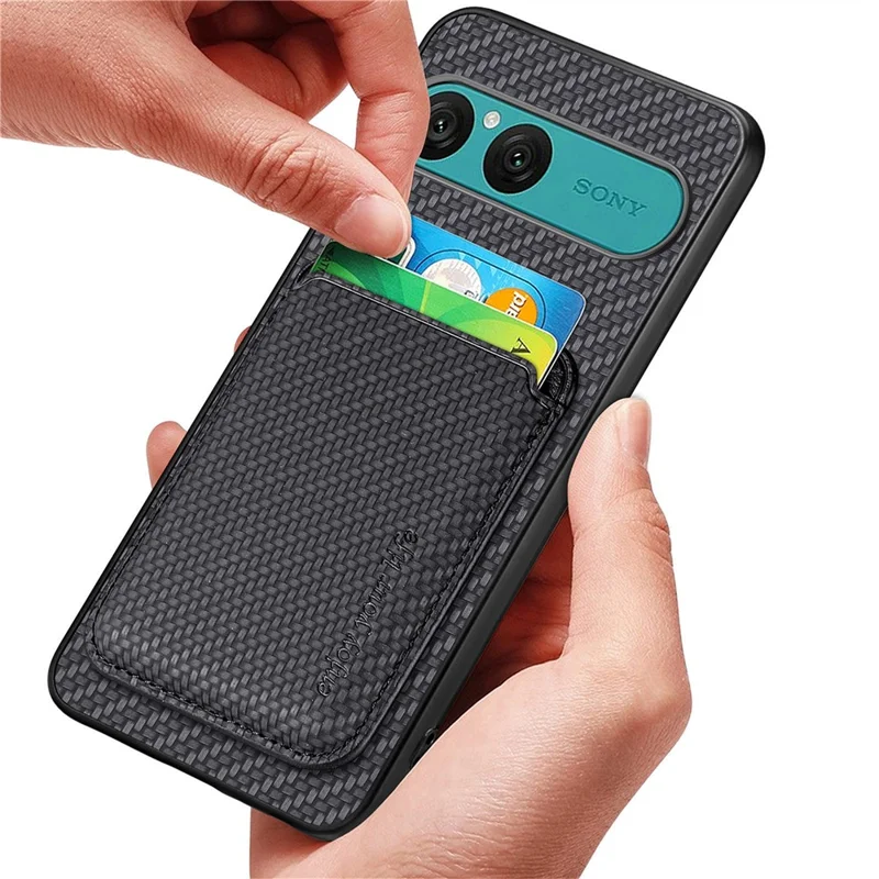 For Sony Xperia 10 VII Magnetic Case Detachable Card Holder Phone Back Cover - Black