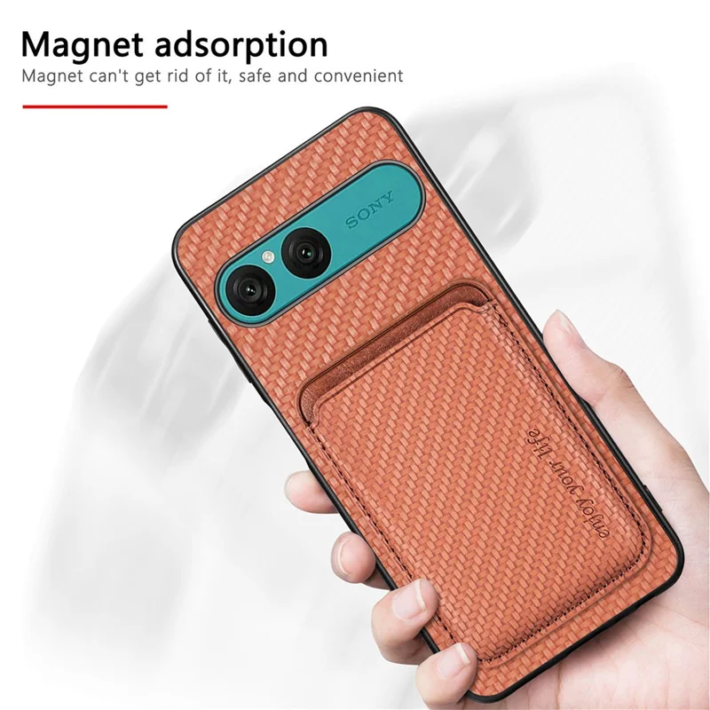 For Sony Xperia 10 VII Magnetic Case Detachable Card Holder Phone Back Cover - Black