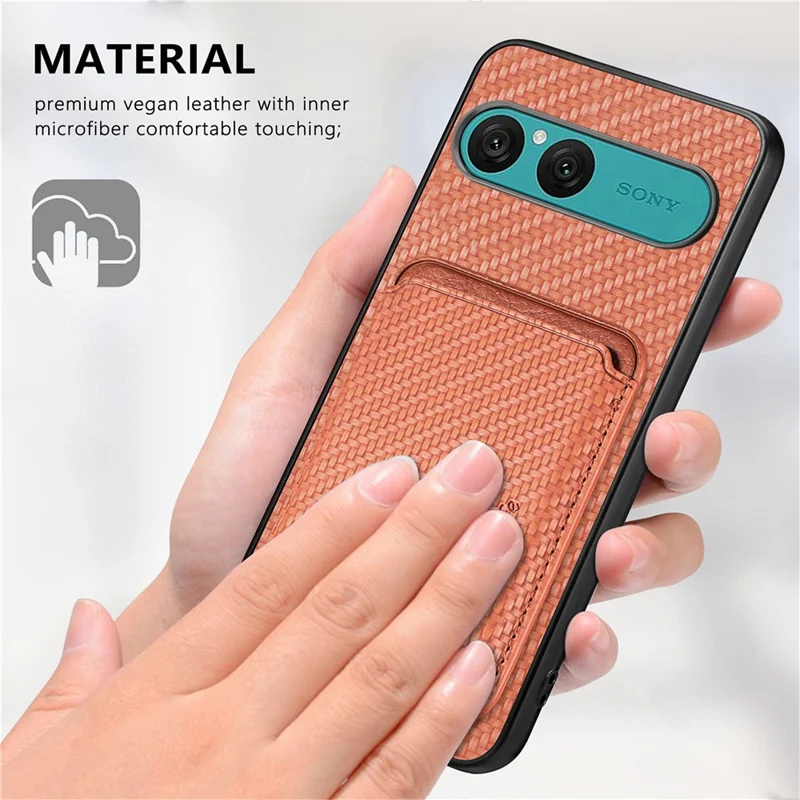 For Sony Xperia 10 VII Magnetic Case Detachable Card Holder Phone Back Cover - Black