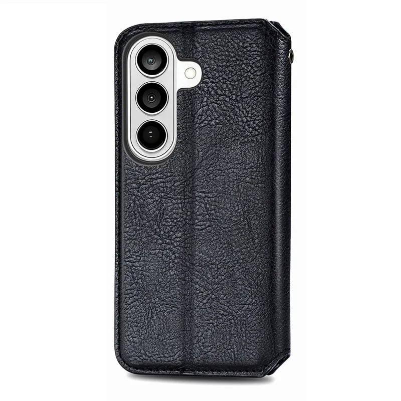 For Samsung Galaxy A57 5G Case Rhombus Imprint PU Leather Wallet Phone Cover - Black