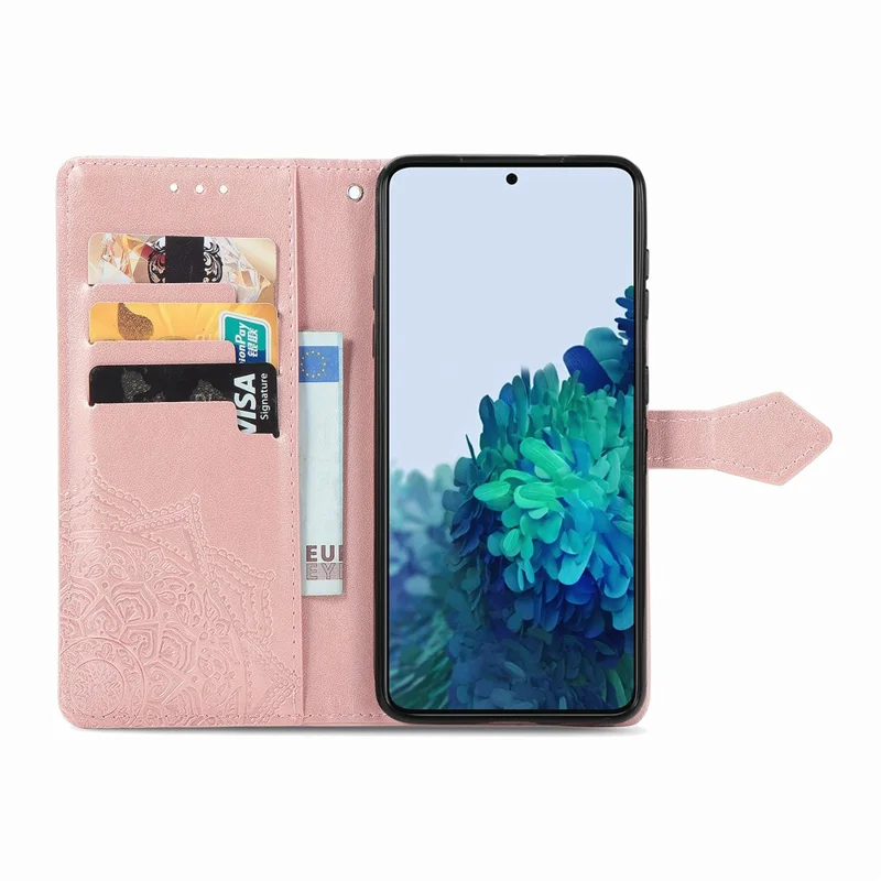 For Samsung Galaxy A57 5G Wallet Case Mandala Flower Leather Phone Cover Stand - Rose Gold
