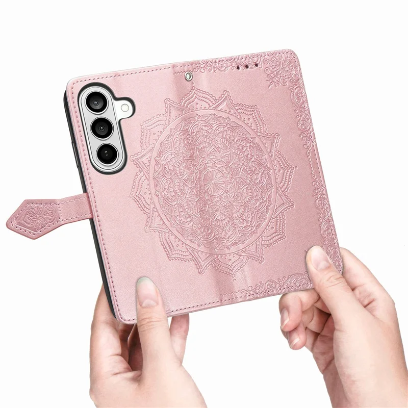 For Samsung Galaxy A37 5G Wallet Case Mandala Flower Leather Phone Cover Stand - Rose Gold