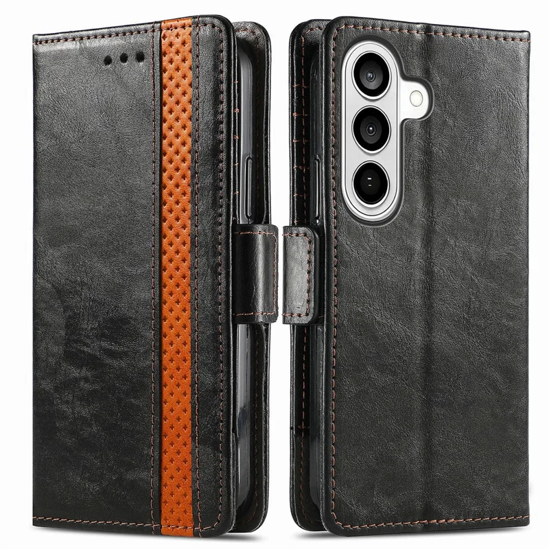 CASENEO For Samsung Galaxy A57 5G Phone Cases PU Leather Cover Stand with RFID Blocking Wallet - Black