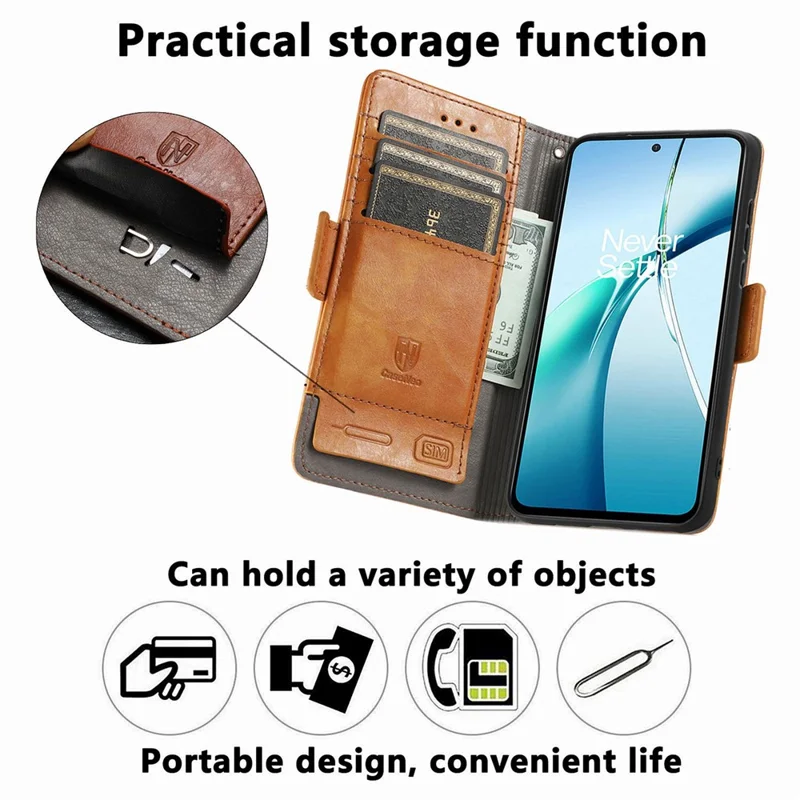 CASENEO For Samsung Galaxy A57 5G Phone Cases PU Leather Cover Stand with RFID Blocking Wallet - Black