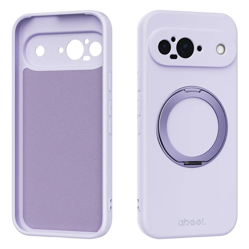 ABEEL For Google Pixel 9 Magnetic Case Kickstand Skin Touch Liquid Silicone Phone Cover - Purple