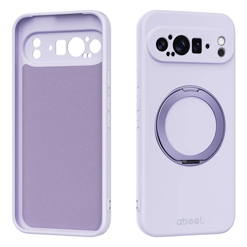 ABEEL For Google Pixel 9 Pro Magnetic Case Kickstand Skin Touch Liquid Silicone Phone Cover - Purple