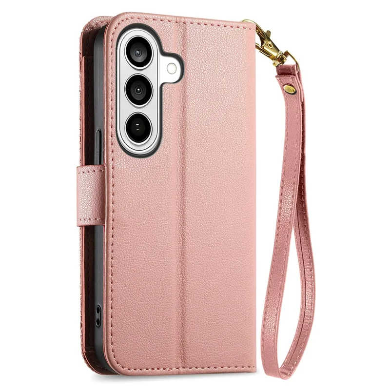 For Samsung Galaxy A37 5G Case Floral Leaf Pattern Multi Card Slots Zipper Leather Phone Cover with Wrist Strap - Pink