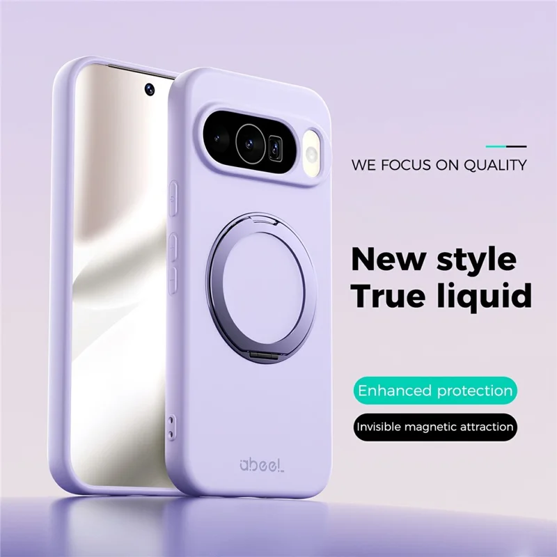 ABEEL For Google Pixel 10  /  10 Pro Magnetic Case Kickstand Skin Touch Liquid Silicone Phone Cover - Purple