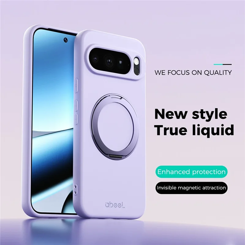 ABEEL For Google Pixel 10 Pro XL Magnetic Case Kickstand Skin Touch Liquid Silicone Phone Cover - Purple