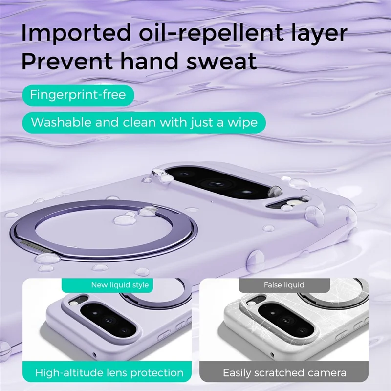 ABEEL For Google Pixel 10 Pro XL Magnetic Case Kickstand Skin Touch Liquid Silicone Phone Cover - Purple