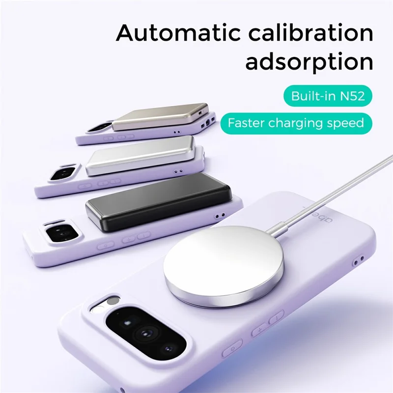 ABEEL For Google Pixel 10 Pro XL Magnetic Case Kickstand Skin Touch Liquid Silicone Phone Cover - Purple