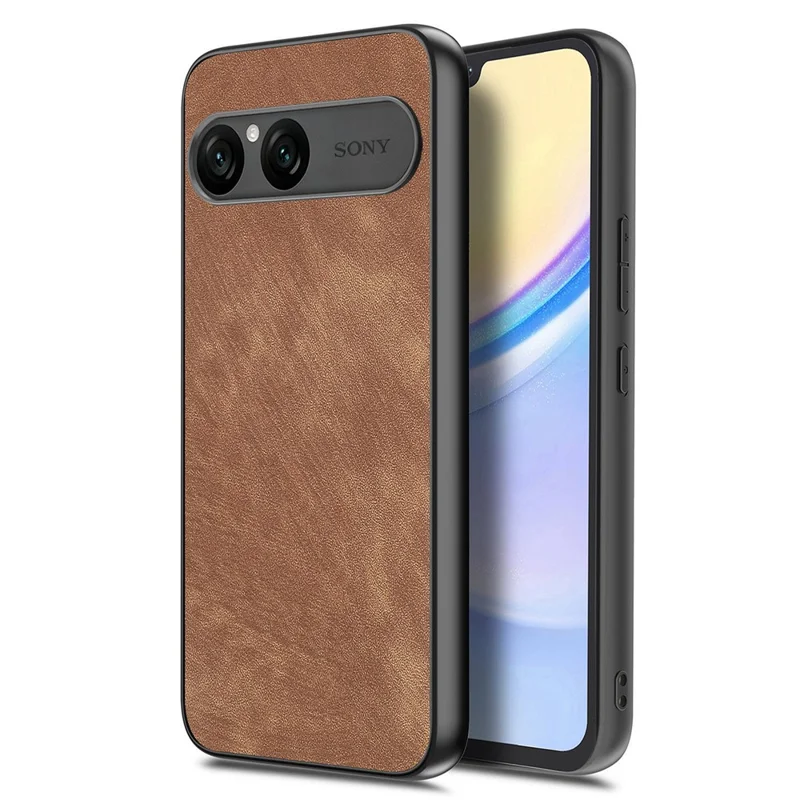 For Sony Xperia 10 VII Case Shockproof Slim Retro Leather Phone Back Cover - Brown