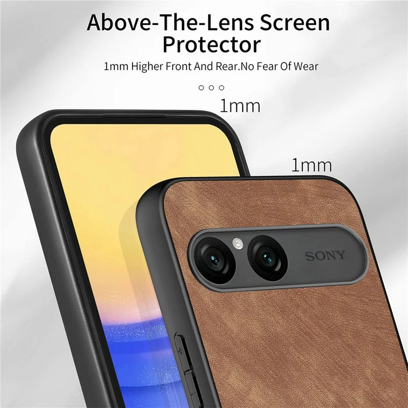For Sony Xperia 10 VII Case Shockproof Slim Retro Leather Phone Back Cover - Brown