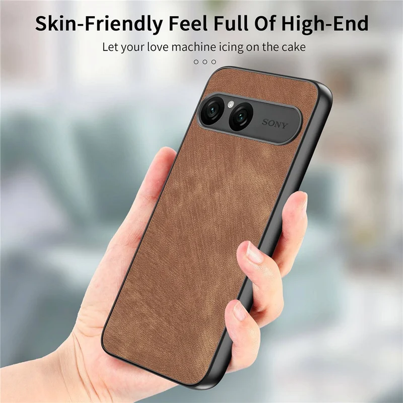 For Sony Xperia 10 VII Case Shockproof Slim Retro Leather Phone Back Cover - Brown