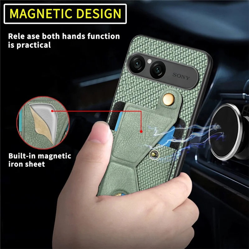 For Sony Xperia 10 VII K-Shaped Kickstand Case Leather Phone Back Cover - Black