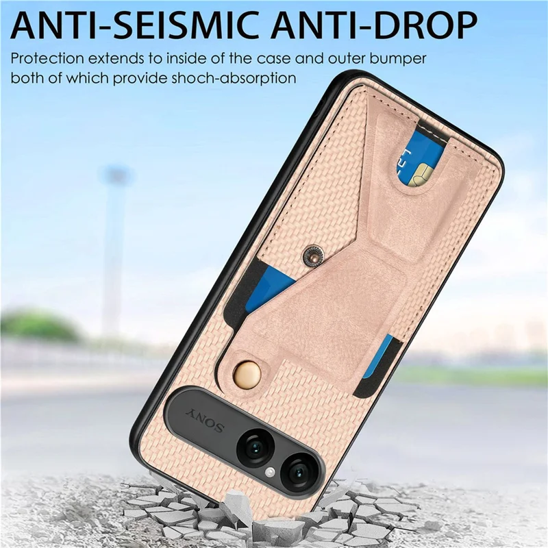 For Sony Xperia 10 VII K-Shaped Kickstand Case Leather Phone Back Cover - Black