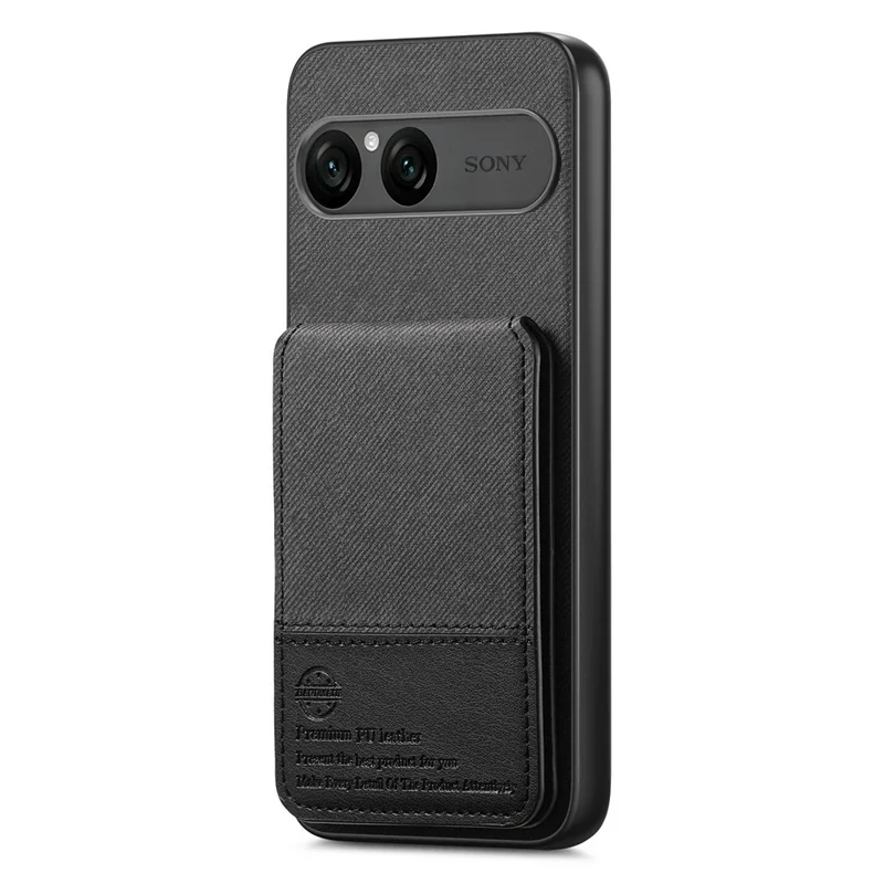 For Sony Xperia 10 VII Case Cloth Texture Leather + PC + TPU Cover with RFID Blocking Card Holder - Black