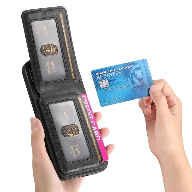 For Sony Xperia 10 VII Case Cloth Texture Leather + PC + TPU Cover with RFID Blocking Card Holder - Black