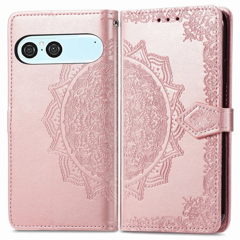 For Sony Xperia 10 VII Wallet Case Mandala Flower Leather Phone Cover Stand - Rose Gold