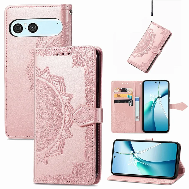 For Sony Xperia 10 VII Wallet Case Mandala Flower Leather Phone Cover Stand - Rose Gold