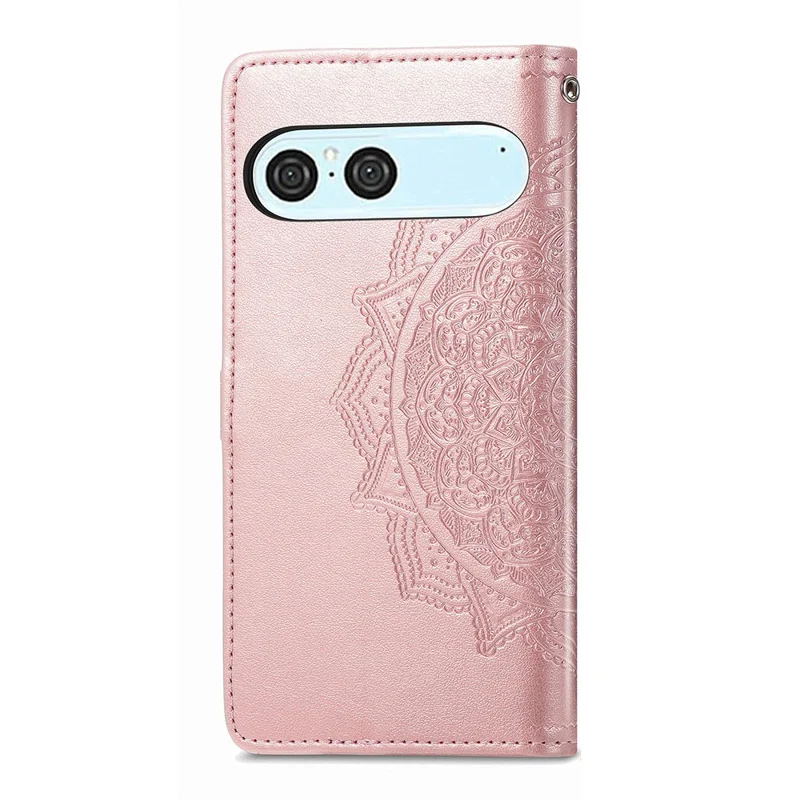 For Sony Xperia 10 VII Wallet Case Mandala Flower Leather Phone Cover Stand - Rose Gold