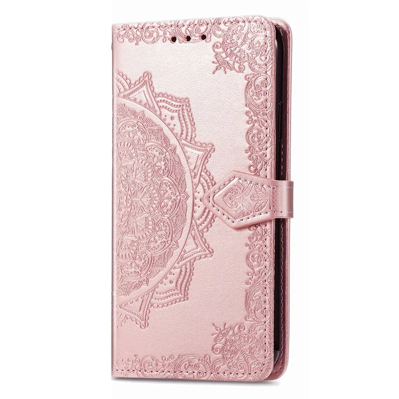 For Sony Xperia 10 VII Wallet Case Mandala Flower Leather Phone Cover Stand - Rose Gold