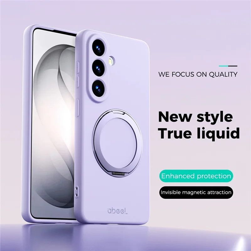 ABEEL til Samsung Galaxy S26+ Magnetisk hylster med stander Skin Touch væske-silikon telefonbeskytning - Lilla
