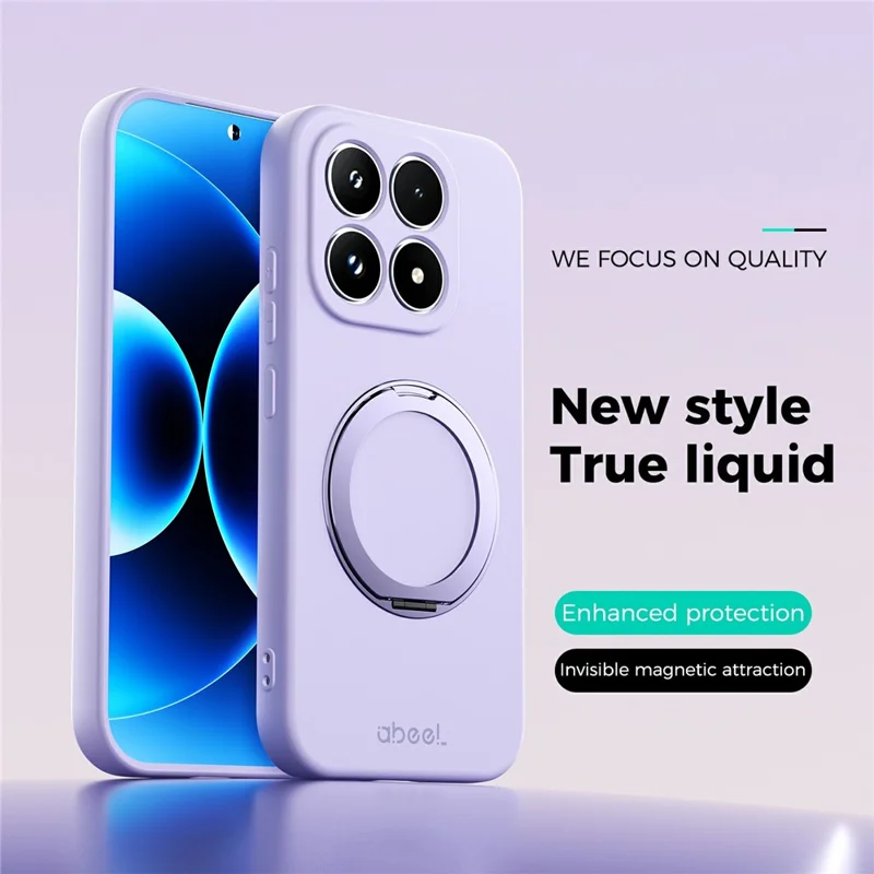 ABEEL For Xiaomi 17 Magnetic Case Kickstand Skin Touch Liquid Silicone Phone Cover - Purple