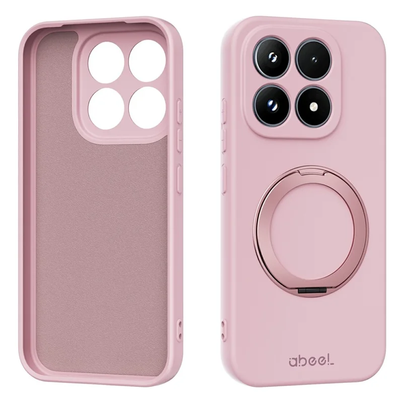ABEEL For Xiaomi 17 Magnetic Case Kickstand Skin Touch Liquid Silicone Phone Cover - Pink