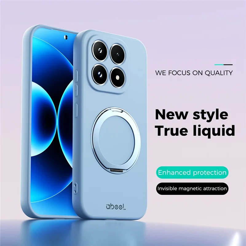 ABEEL For Xiaomi 17 Magnetic Case Kickstand Skin Touch Liquid Silicone Phone Cover - Sky Blue