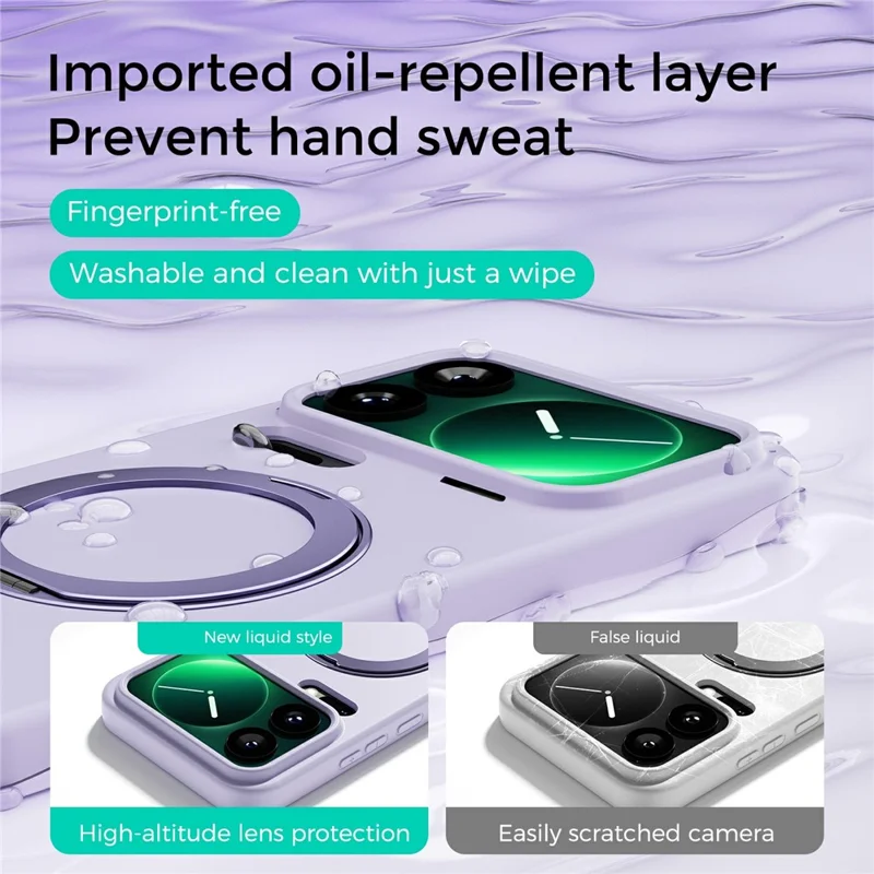 ABEEL For Xiaomi 17 Pro Magnetic Case Kickstand Skin Touch Liquid Silicone Phone Cover - Purple