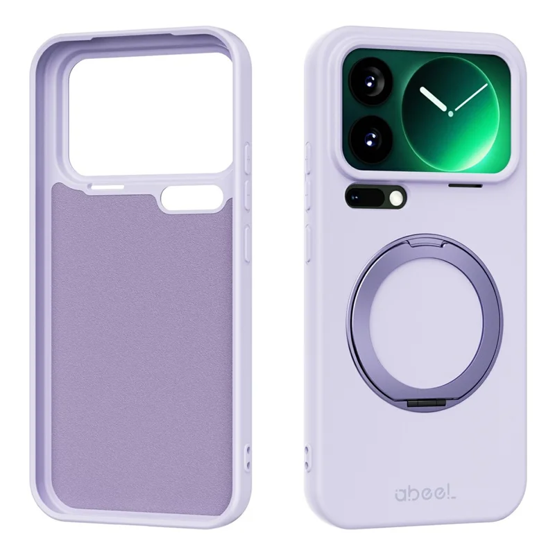 ABEEL For Xiaomi 17 Pro Max Magnetic Case Kickstand Skin Touch Liquid Silicone Phone Cover - Purple