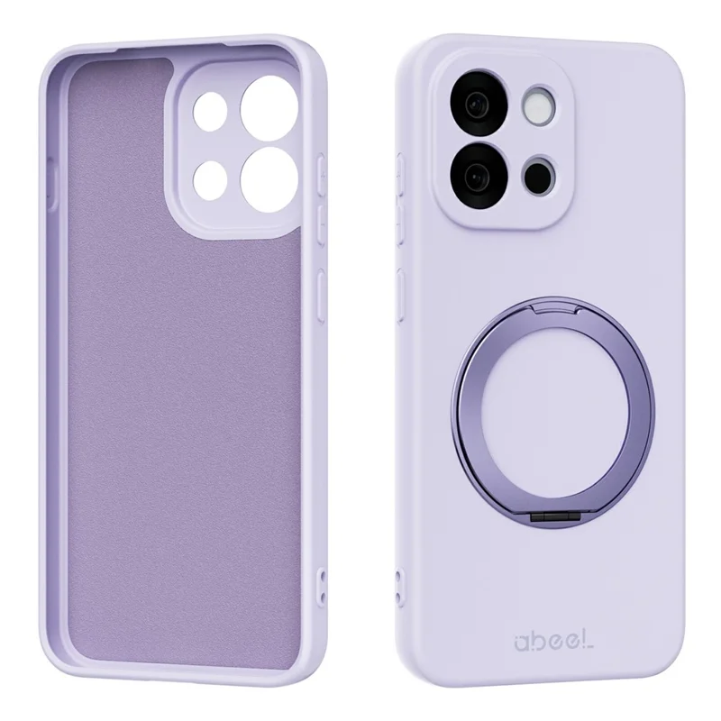 ABEEL For OnePlus 13T 5G Magnetic Case Kickstand Skin Touch Liquid Silicone Phone Cover - Purple