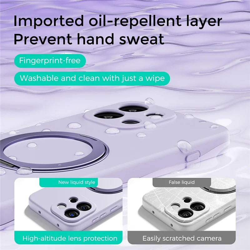 ABEEL For OnePlus 13T 5G Magnetic Case Kickstand Skin Touch Liquid Silicone Phone Cover - Purple