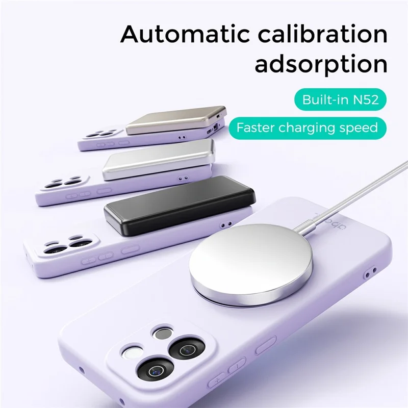 ABEEL For OnePlus 13T 5G Magnetic Case Kickstand Skin Touch Liquid Silicone Phone Cover - Purple