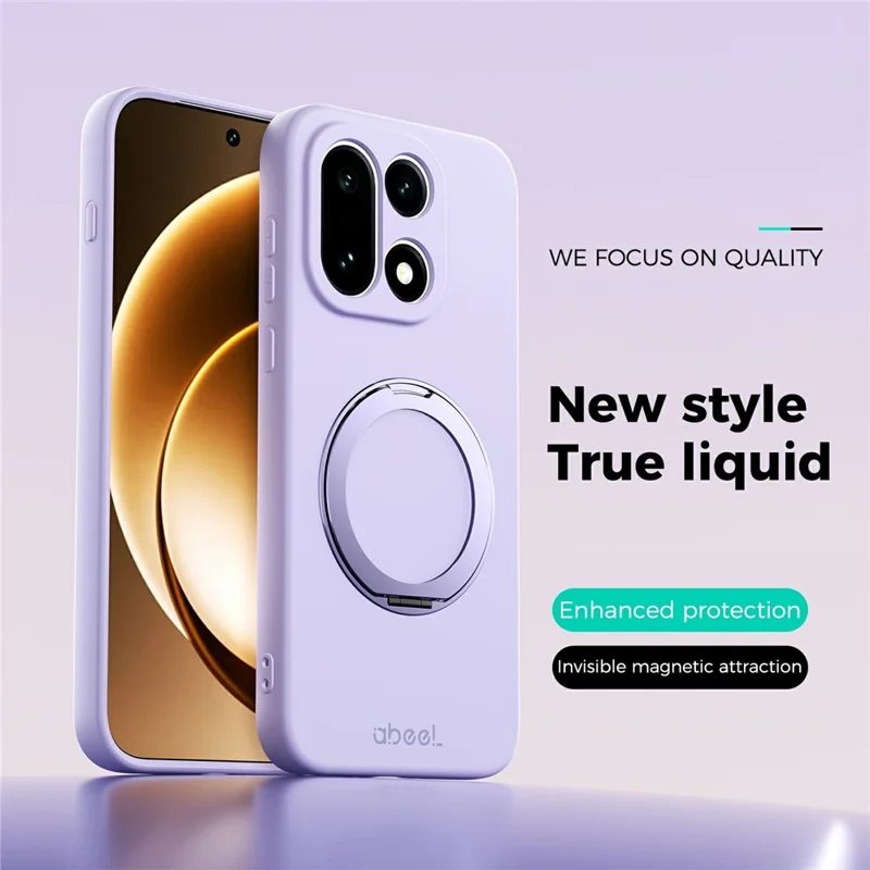 ABEEL For OnePlus 15 5G Magnetic Case Kickstand Skin Touch Liquid Silicone Phone Cover - Purple