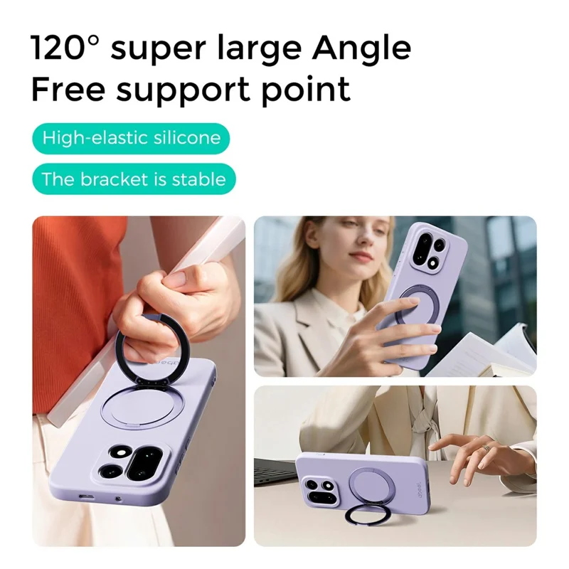 ABEEL For OnePlus 15 5G Magnetic Case Kickstand Skin Touch Liquid Silicone Phone Cover - Purple