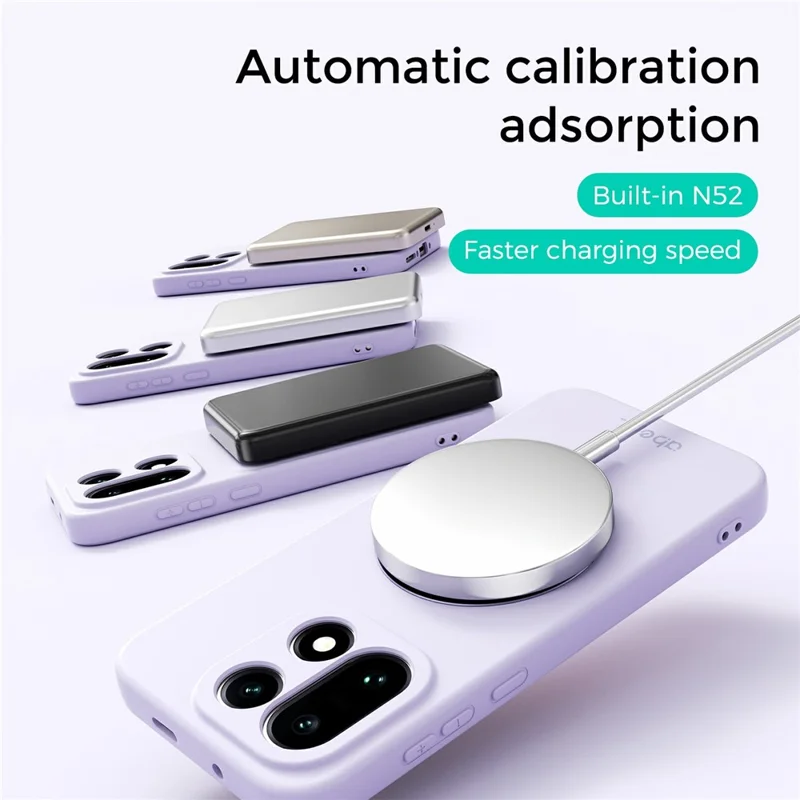 ABEEL For OnePlus 15 5G Magnetic Case Kickstand Skin Touch Liquid Silicone Phone Cover - Purple